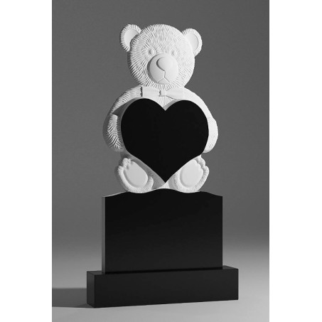 Детский фигурный резной памятник с мишкой и сердцем