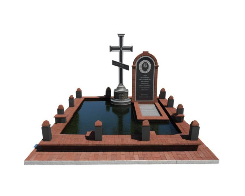 Православный мемориальный комплекс с Крестом из двух цветов гранита - 3D модель